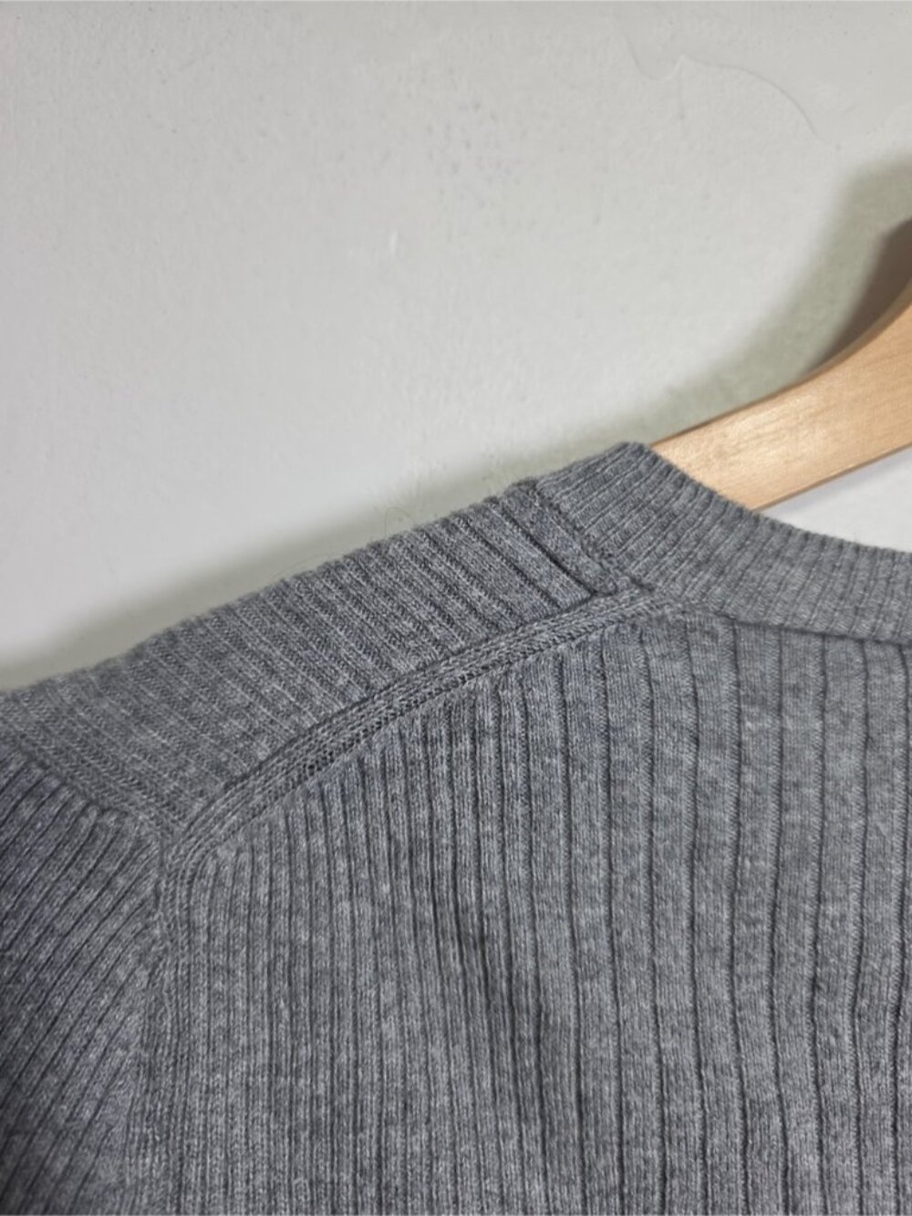 GAP Grey Ribbed Henley Sweater XS | Fitted Long Sleeve Knit Top - Picture 9 of 11